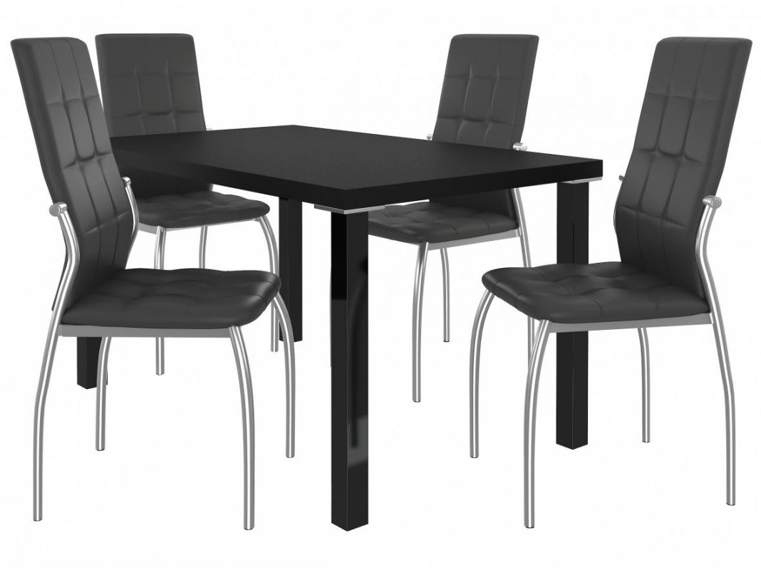 Jídelní set Loreno 1+4 židlí - černá/černá BELINI