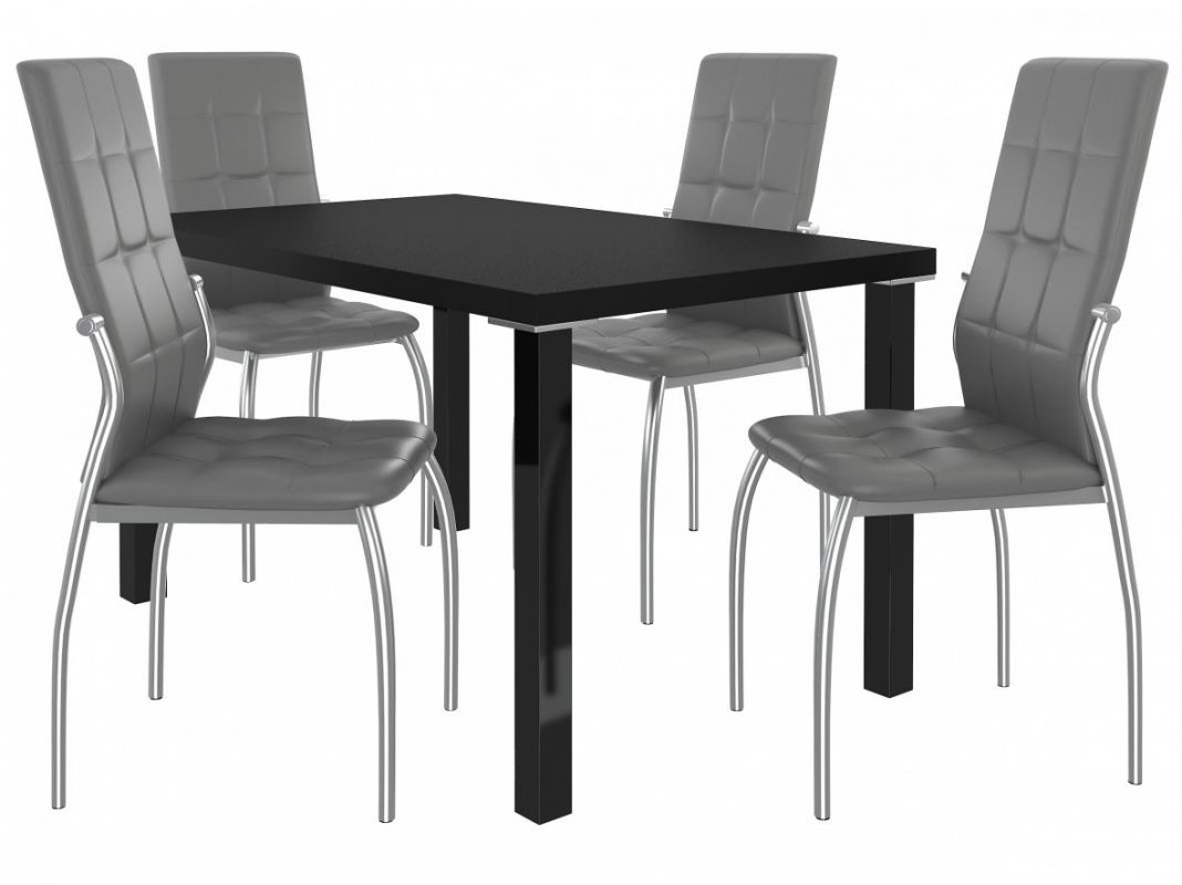 BELINI Jídelní set Loreno 1+4 židlí - černá/popel