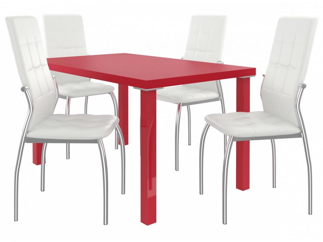Jídelní set Loreno 1+4 židlí - červená/bílá BELINI