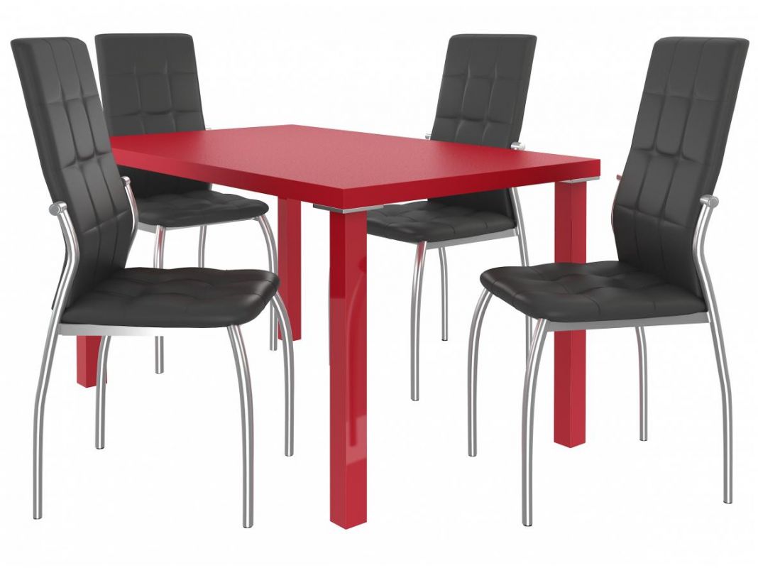BELINI Jídelní set Loreno 1+4 židlí - červená/černá