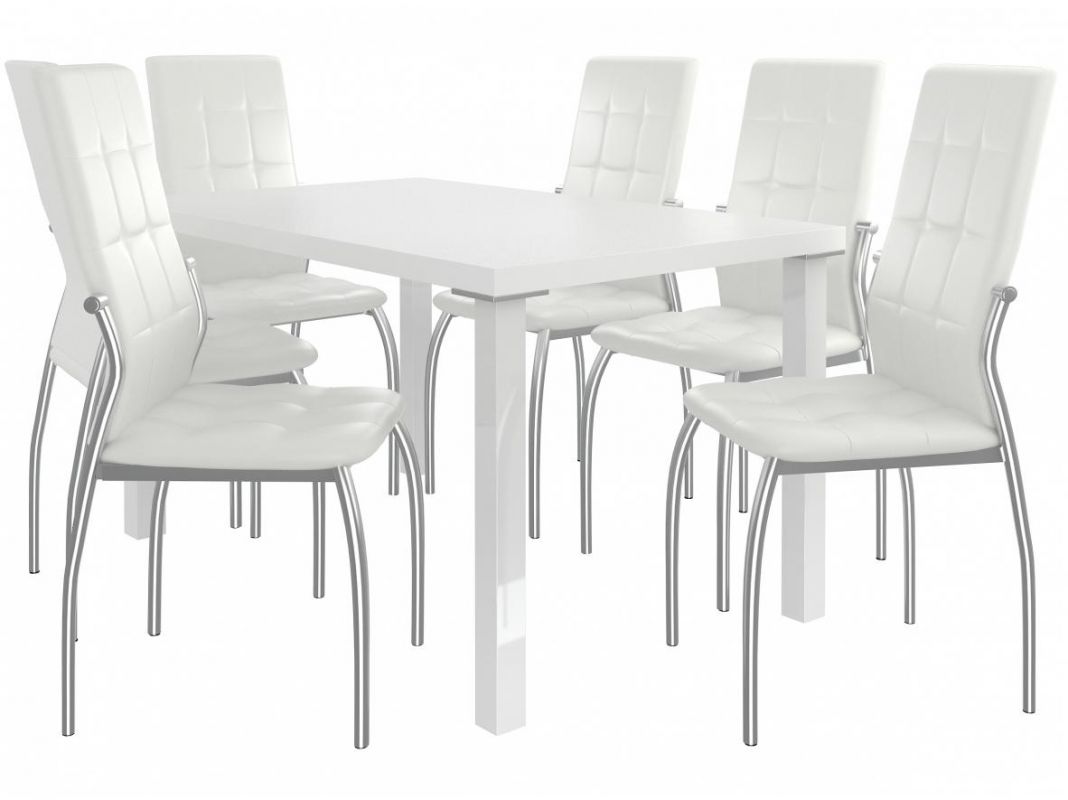 BELINI Jídelní set Loreno 1+6 židlí - bílá/bílá