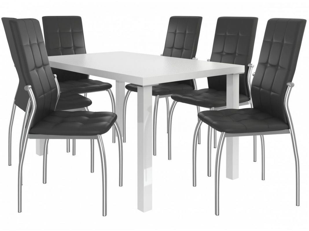 Jídelní set Loreno 1+6 židlí - bílá/černá BELINI