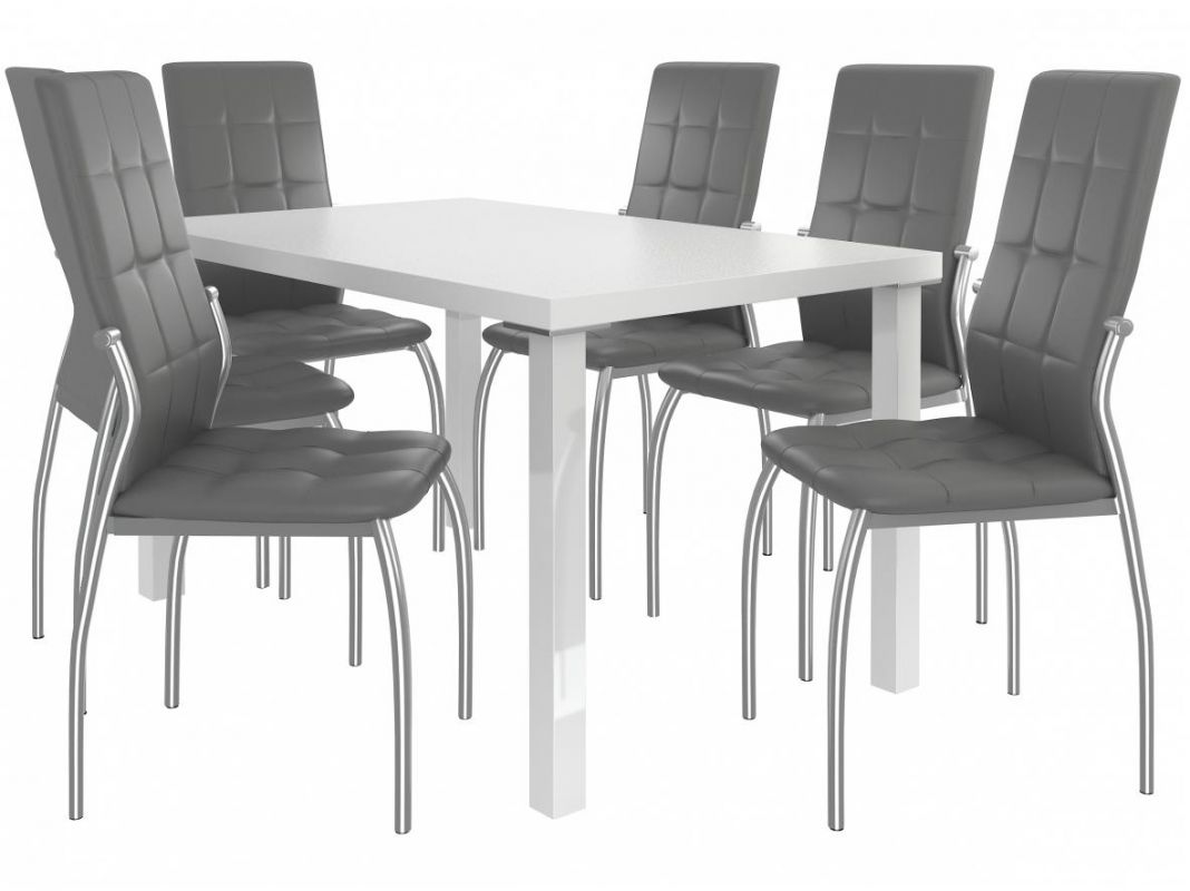 BELINI Jídelní set Loreno 1+6 židlí - bílá/popel