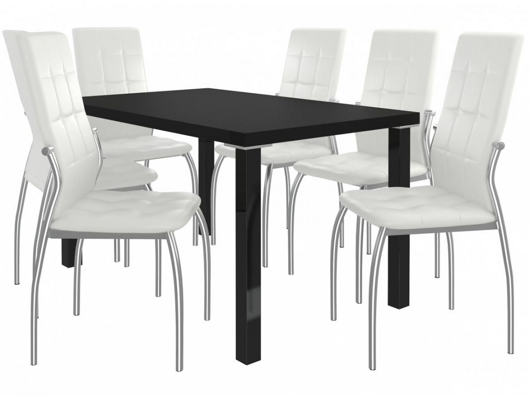 BELINI Jídelní set Loreno 1+6 židlí - černá/bílá