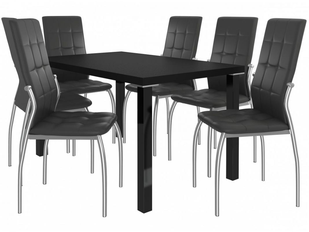 Jídelní set Loreno 1+6 židlí - černá/černá BELINI