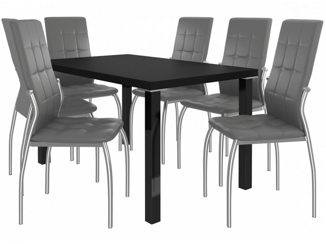 BELINI Jídelní set Loreno 1+6 židlí - černá/popel
