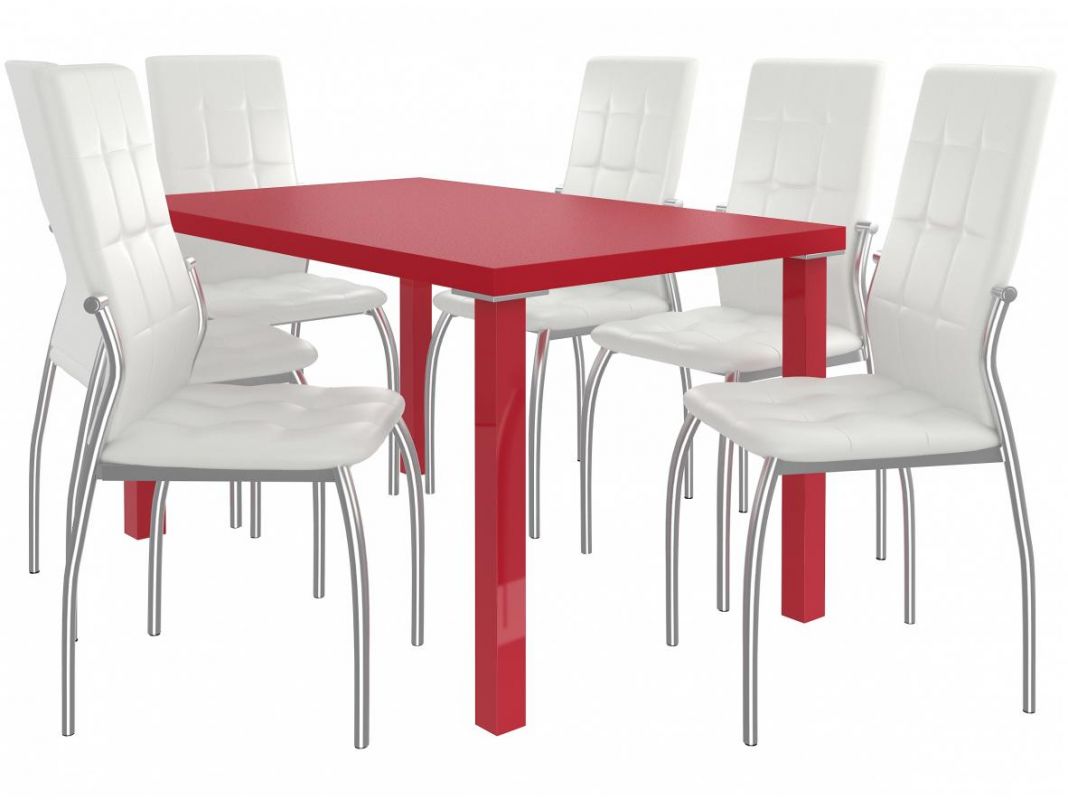 BELINI Jídelní set Loreno 1+6 židlí - červená/bílá
