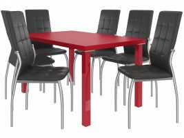 Jídelní set Loreno 1+6 židlí - červená/černá
