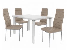 Jídelní set Moderno 1+4 židlí - bílá/béž