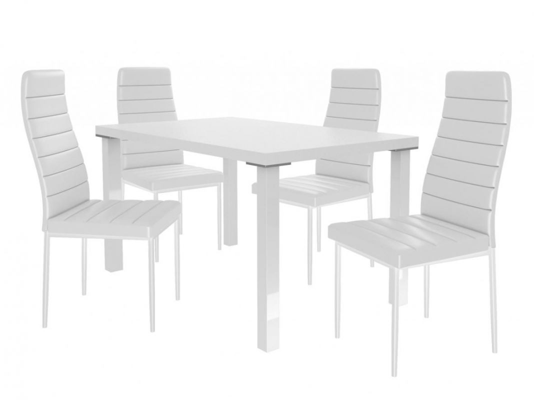 BELINI Jídelní set Moderno 1+4 židlí - bílá/bílá