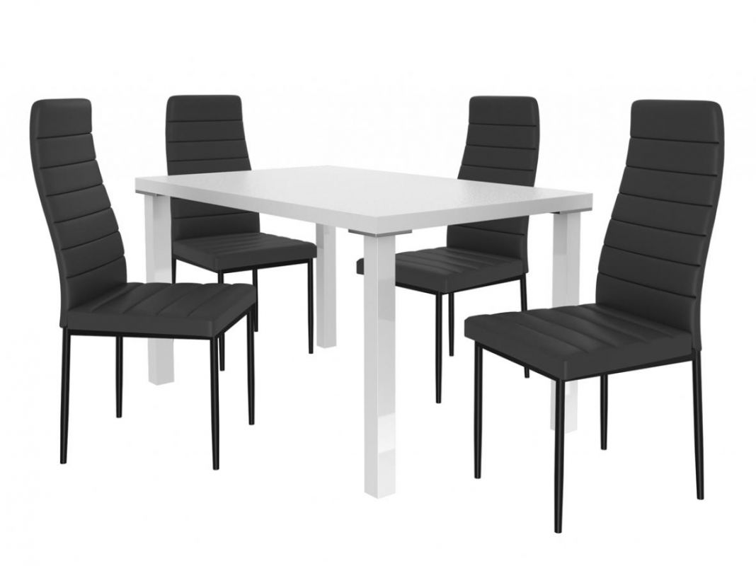 BELINI Jídelní set Moderno 1+4 židlí - bílá/černá