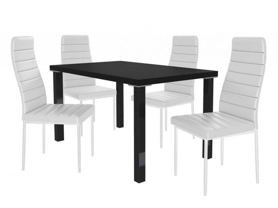 Jídelní set Moderno 1+4 židlí - černá/bílá BELINI