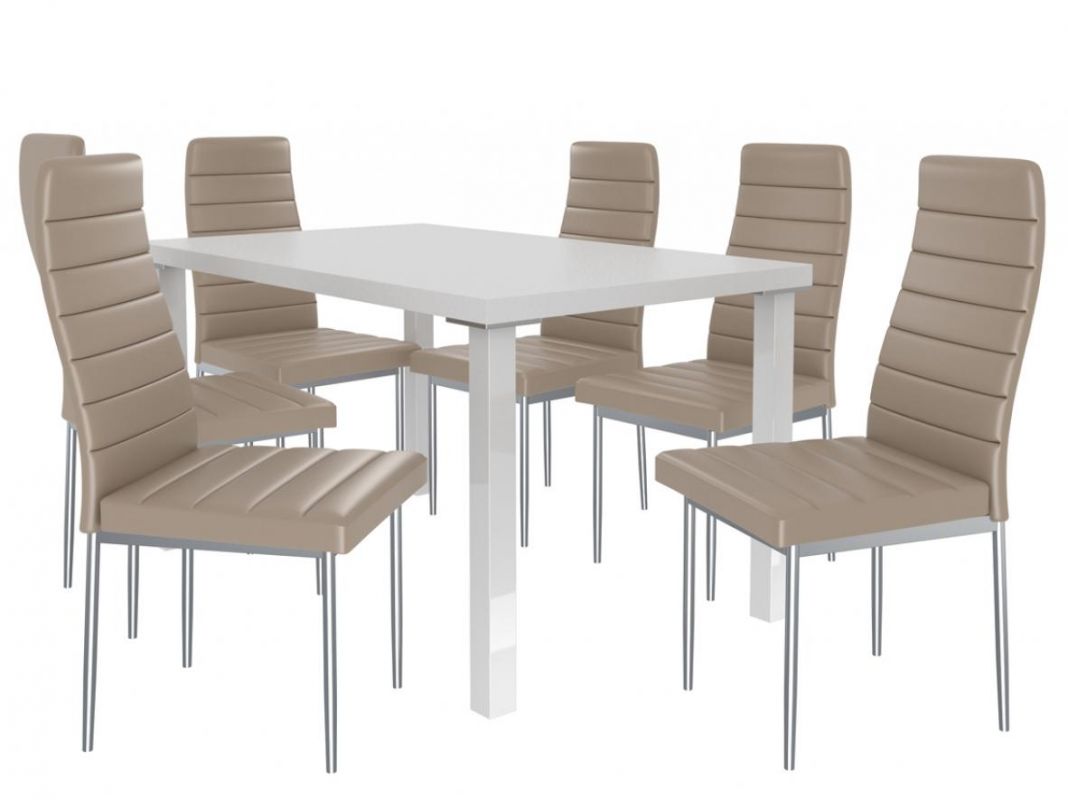 Jídelní set Moderno 1+6 židlí - bílá/béž BELINI