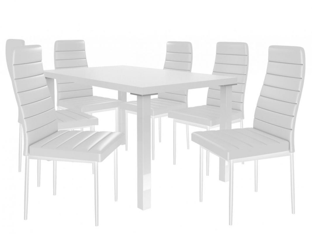 BELINI Jídelní set Moderno 1+6 židlí - bílá/bílá