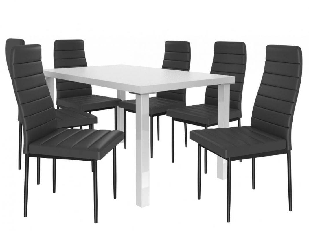 BELINI Jídelní set Moderno 1+6 židlí - bílá/černá