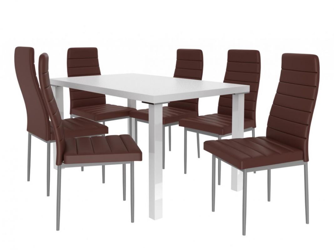 BELINI Jídelní set Moderno 1+6 židlí - bílá/čoko