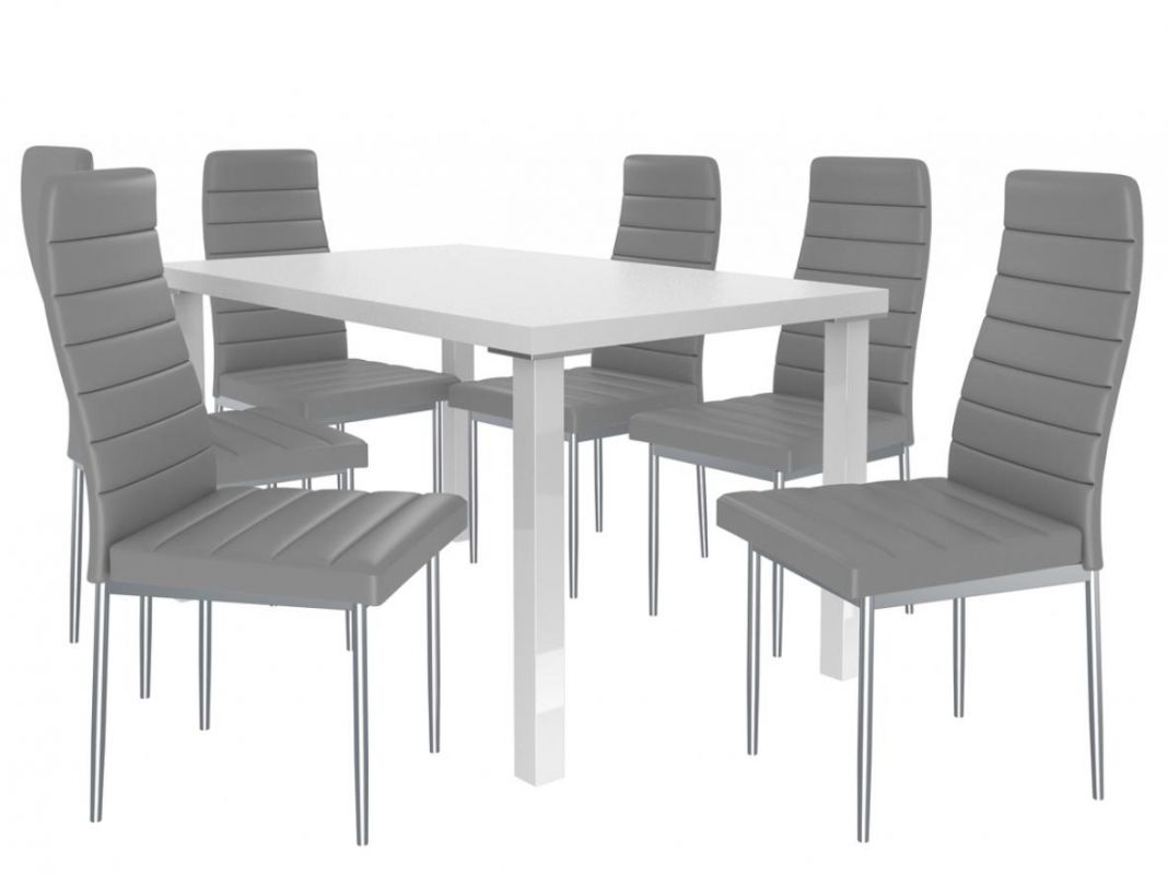 BELINI Jídelní set Moderno 1+6 židlí - bílá/popel
