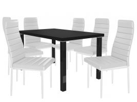 Jídelní set Moderno 1+6 židlí - černá/bílá