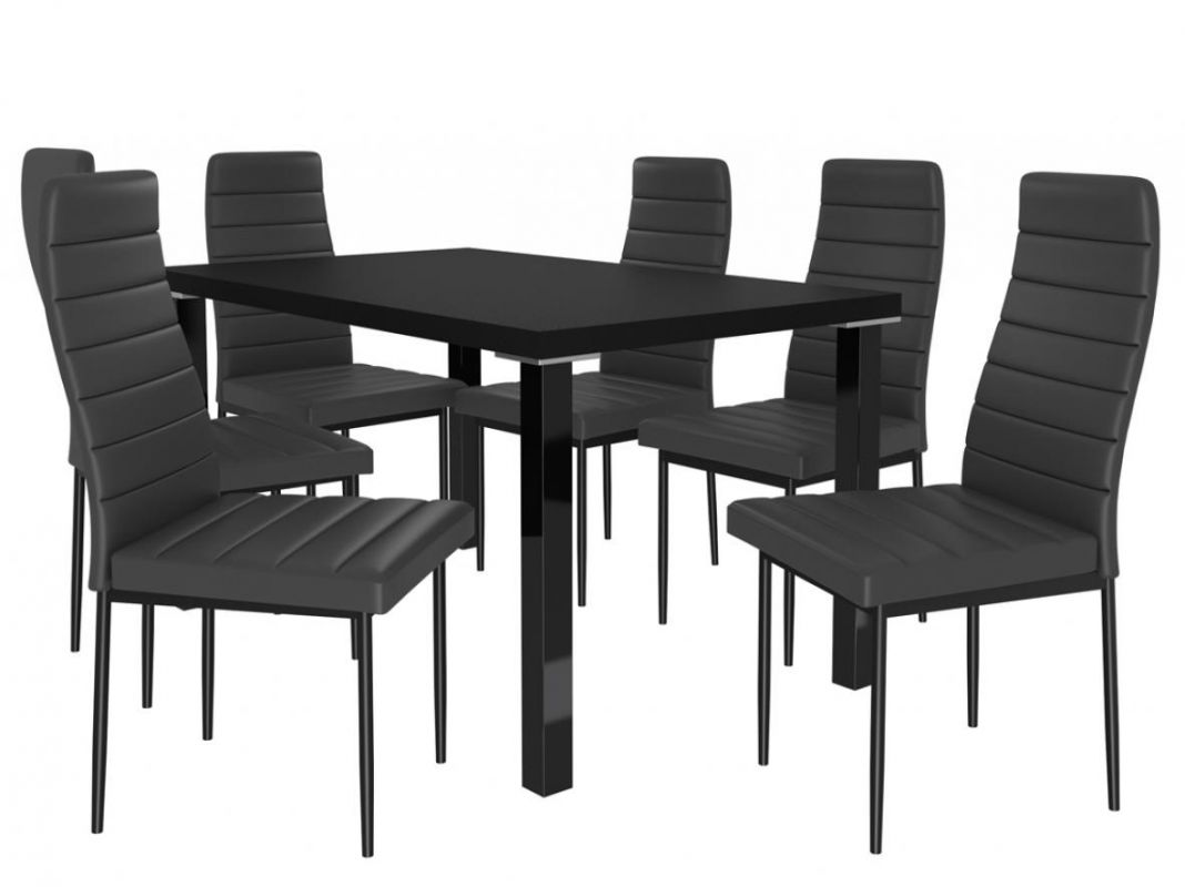 BELINI Jídelní set Moderno 1+6 židlí - černá/černá