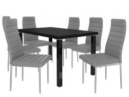 Jídelní set Moderno 1+6 židlí - černá/popel
