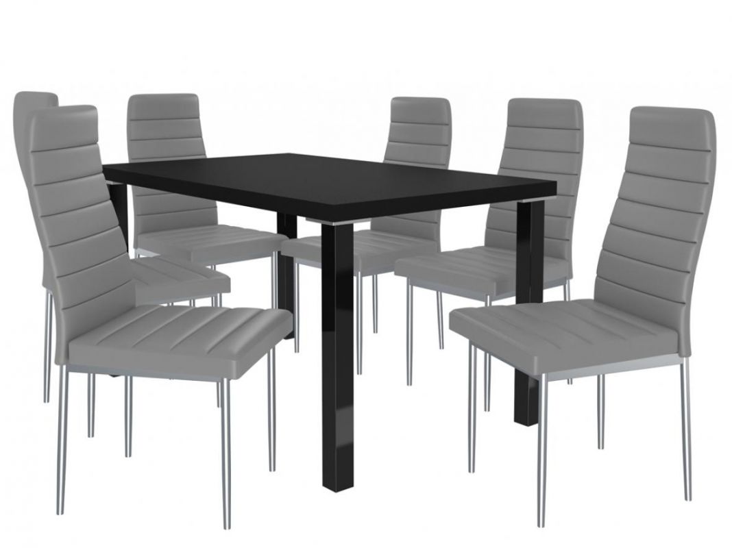 BELINI Jídelní set Moderno 1+6 židlí - černá/popel