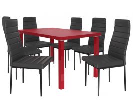 Jídelní set Moderno 1+6 židlí - červená/černá