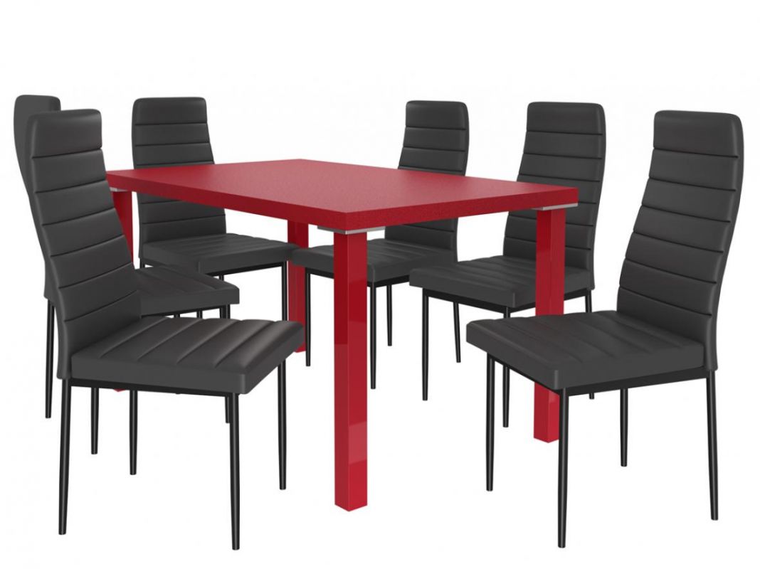 BELINI Jídelní set Moderno 1+6 židlí - červená/černá