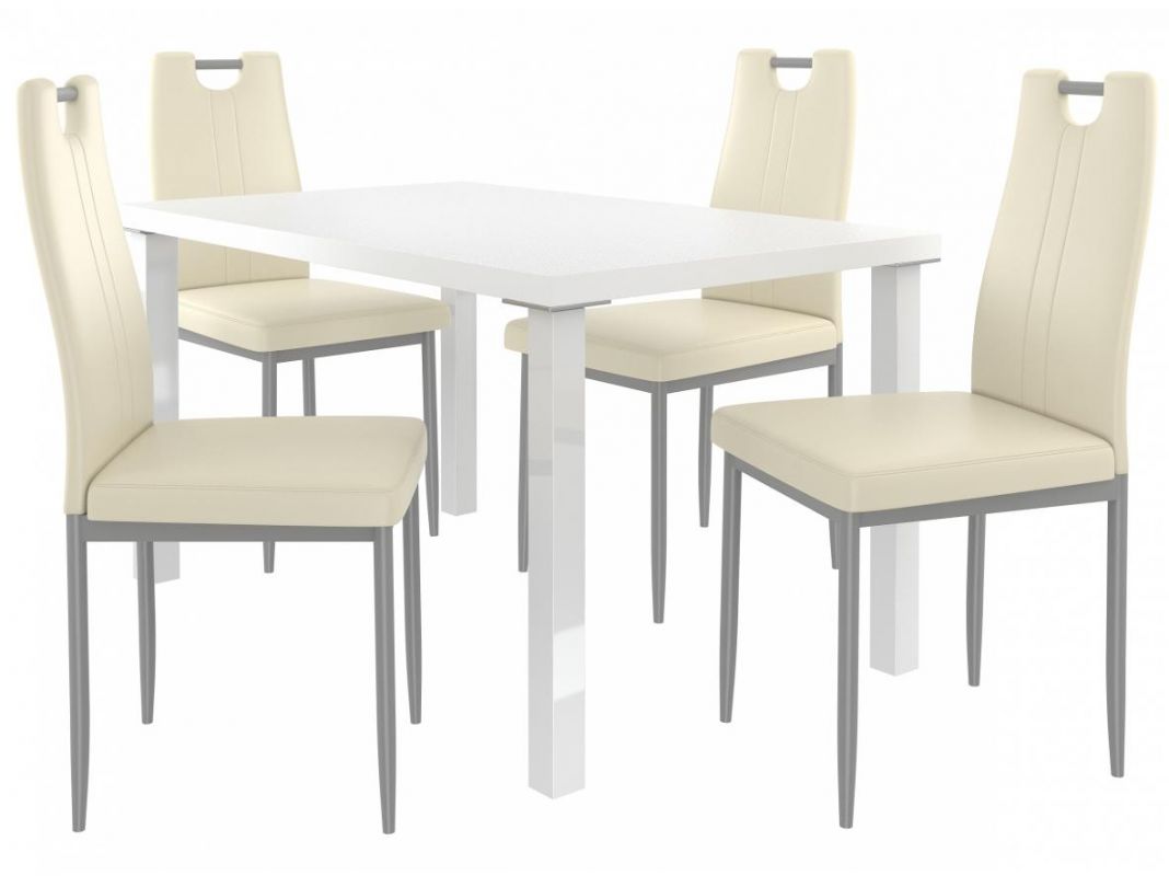 Jídelní set Roberto 1+4 židlí - bílá/krém BELINI