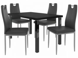 Jídelní set Roberto 1+4 židlí - černá/černá