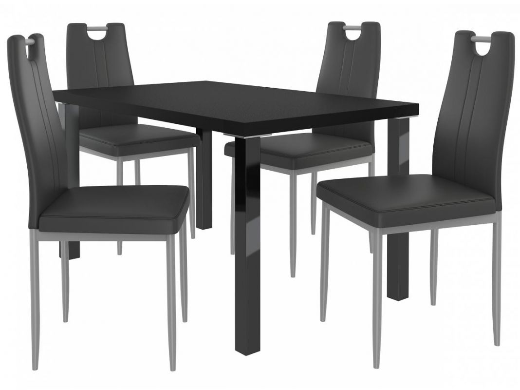 BELINI Jídelní set Roberto 1+4 židlí - černá/černá