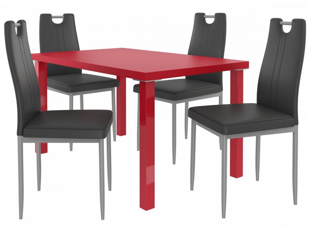 Jídelní set Roberto 1+4 židlí - červená/černá BELINI