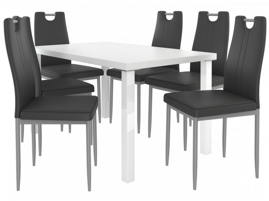 Jídelní set Roberto 1+6 židlí - bílá/černá BELINI