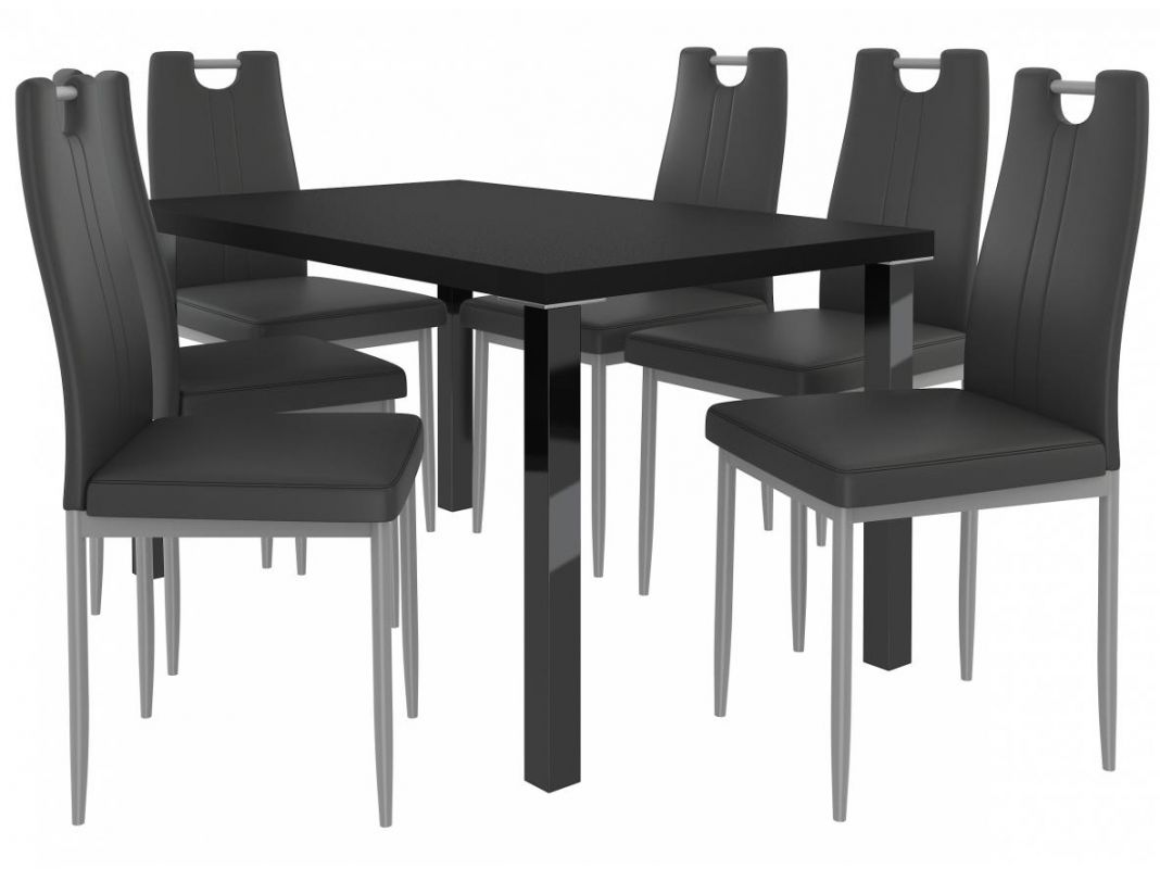 BELINI Jídelní set Roberto 1+6 židlí - černá/černá