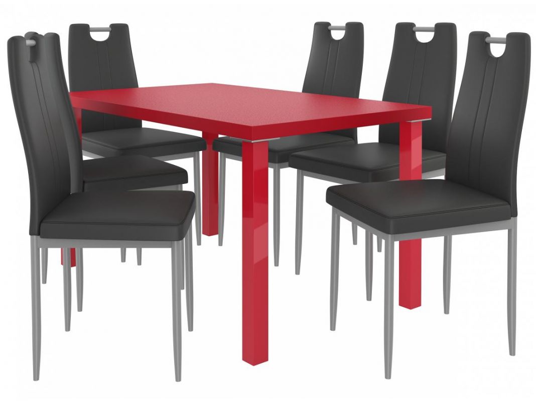 Jídelní set Roberto 1+6 židlí - červená/černá BELINI