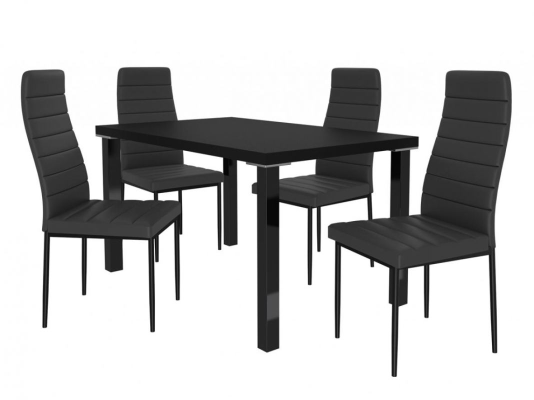 Jídelní set Moderno 1+4 židlí - černá/černá BELINI