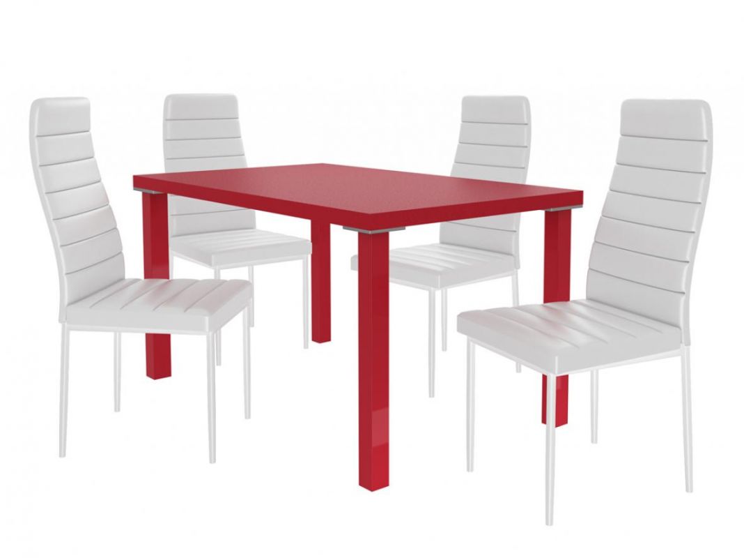 BELINI Jídelní set Moderno 1+4 židlí - červená/bílá