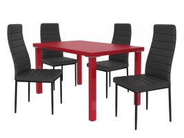 Jídelní set Moderno 1+4 židlí - červená/černá