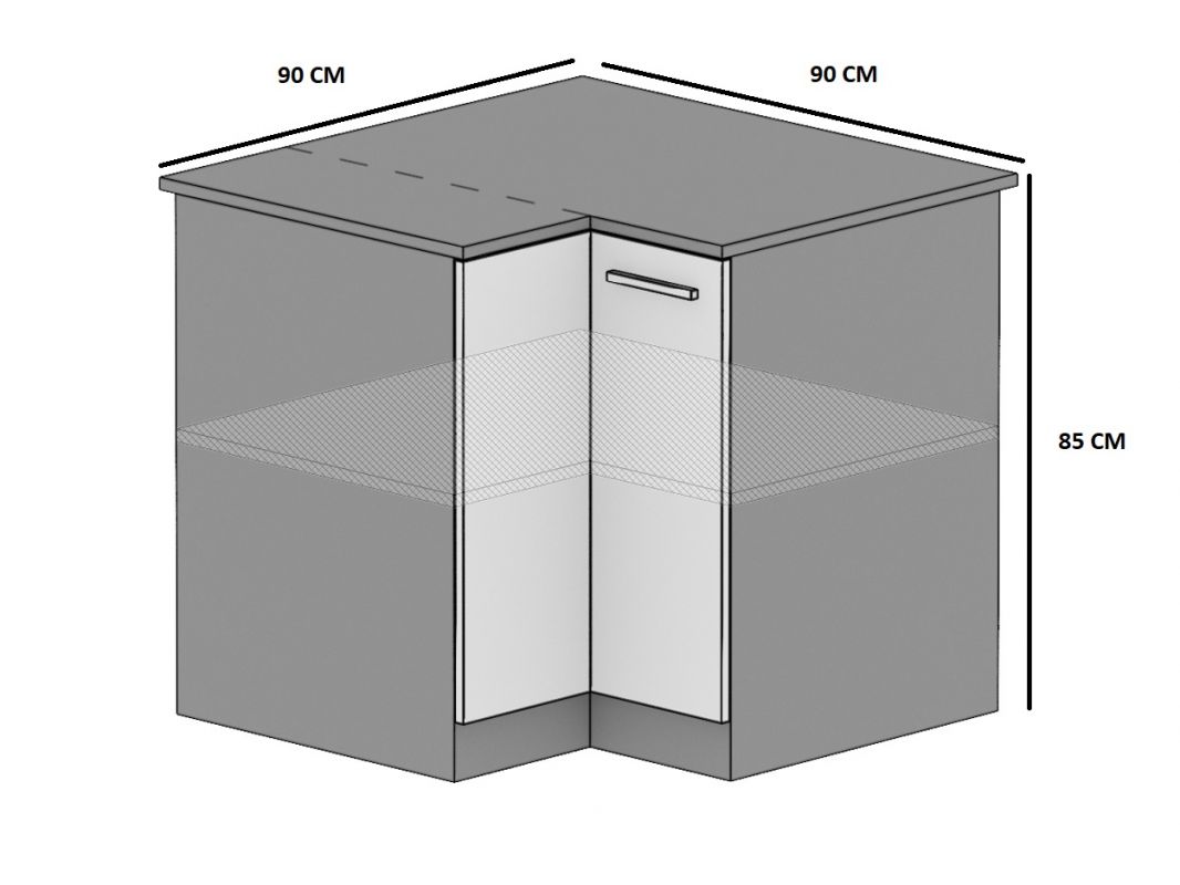 kuchyně BELINI - dolní skříňka rohová - SNp/90x90 - lesklé dvířka