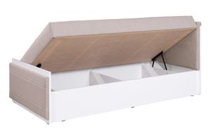 Čalouněná postel s matrací IWA - Bílá / Avellino 808 - 98cm GIBMEBLE