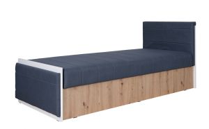 Čalouněná postel s matrací IWA - Grafit / Bílá / Dub Artisan / Avellino 101 - 98cm GIBMEBLE
