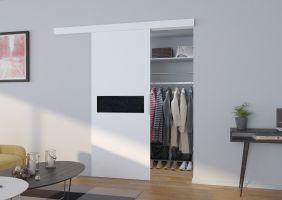Interiérové posuvné dveře  KLÁRA - Bílá / Černé sklo - 80cm