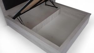 Čalouněná postel DENVER - Dub Bílý / Bílé šití - 160x200cm GIBMEBLE