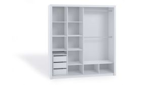 Posuvná šatní skříň BONO - Bílá - 220cm - Bez zrcadla GIBMEBLE