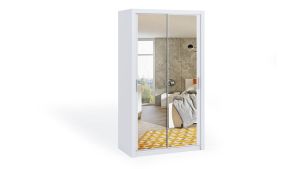 Posuvná šatní skříň BONO - Bílá - 120cm | Se zrcadlem, Bez zrcadla