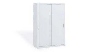 Posuvná šatní skříň BONO - Bílá - 150cm - Se zrcadlem GIBMEBLE
