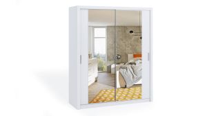 Posuvná šatní skříň BONO - Bílá - 180cm | Se zrcadlem, Bez zrcadla