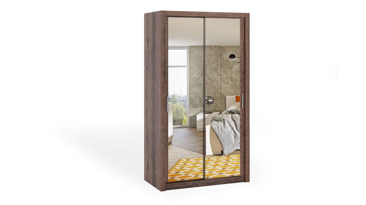 Posuvná šatní skříň BONO - Dub Monester - 120cm - Se zrcadlem GIBMEBLE