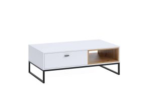 Konferenční stolek OLIER - Bílá / Dub Artisan - 120cm