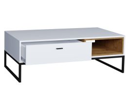 Konferenční stolek OLIER - Bílá / Dub Artisan - 120cm GIBMEBLE