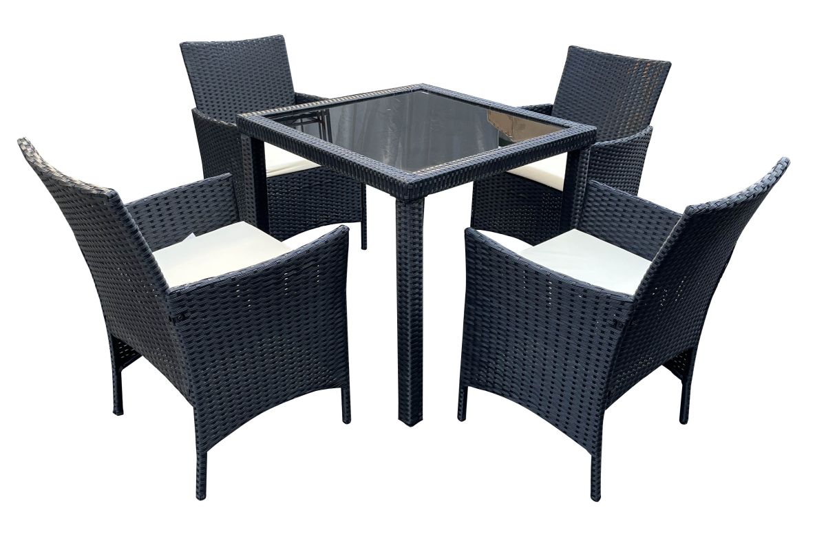 NINGBO Ratanový set stůl + 4 židle
